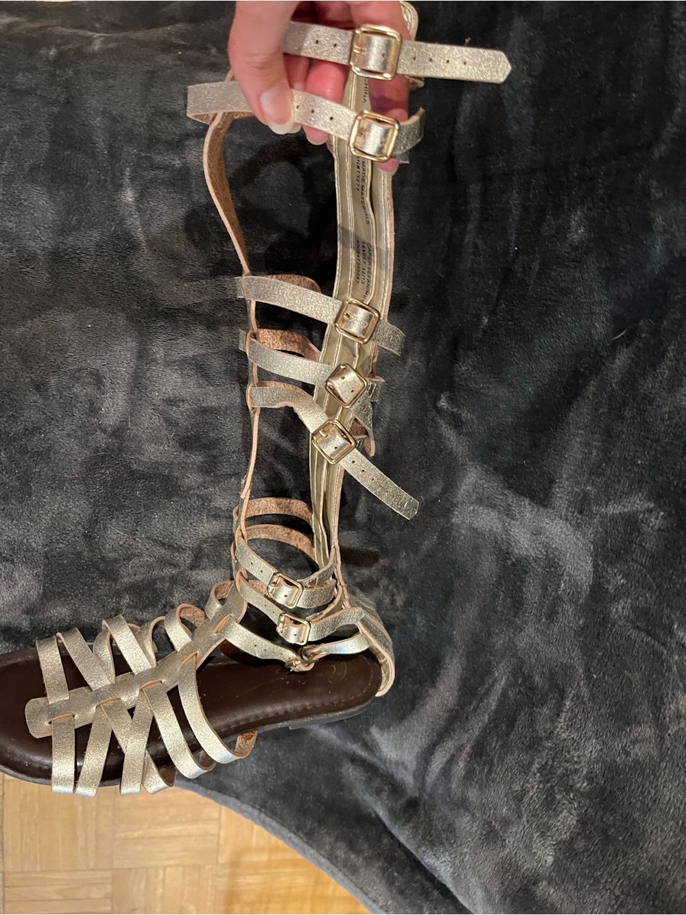 Tall gladiator sandals Gold metallic Adjustable straps back zipper Cushioned 9.5 - Picture 7 of 15